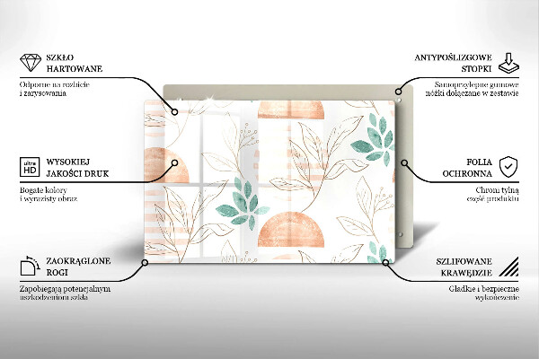 Zaščitna plošča za štedilnik Boho vzorec listov