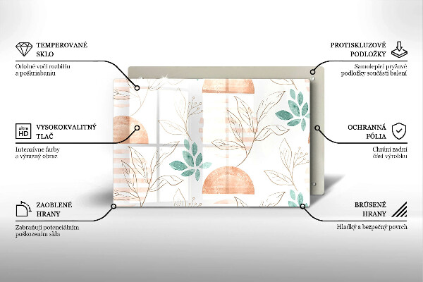 Zaščitna plošča za štedilnik Boho vzorec listov