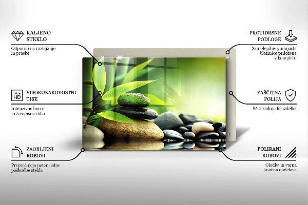 Stenska zaščitna plošča za štedilnik Zen bambusovi kamni