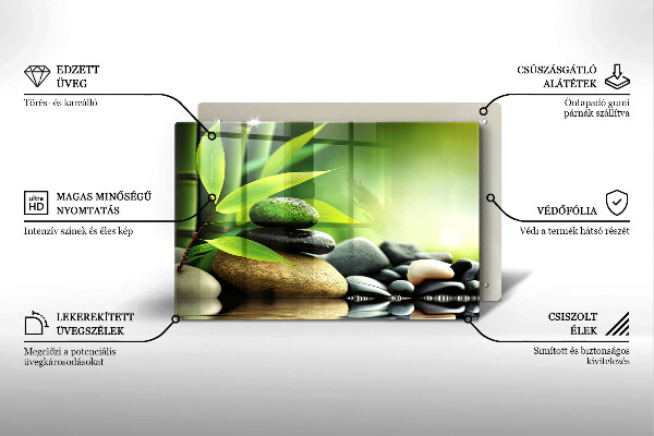 Stenska zaščitna plošča za štedilnik Zen bambusovi kamni