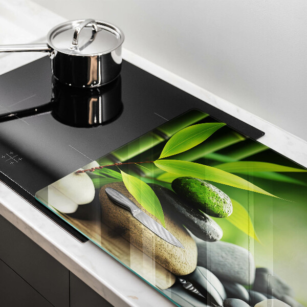 Stenska zaščitna plošča za štedilnik Zen bambusovi kamni