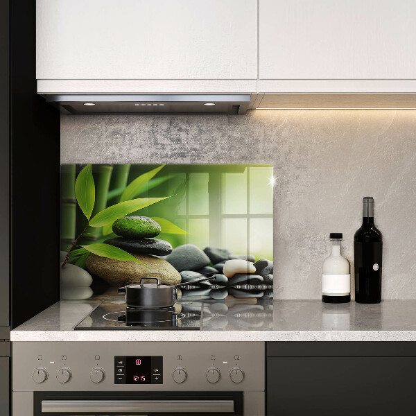 Stenska zaščitna plošča za štedilnik Zen bambusovi kamni