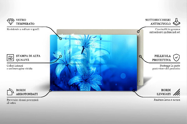Stenska zaščitna plošča za štedilnik Modre rože