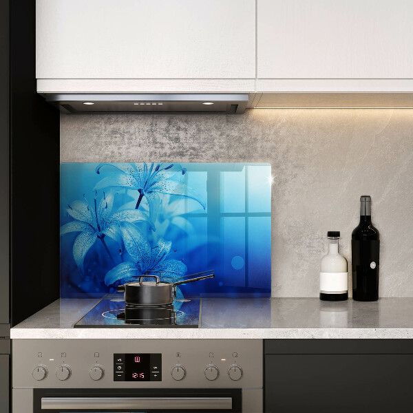 Stenska zaščitna plošča za štedilnik Modre rože