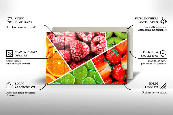 Stenska zaščitna plošča za štedilnik Pisano sadje