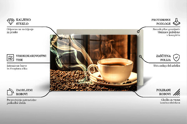 Zaščitna plošča za štedilnik Skodelica in kavna zrna