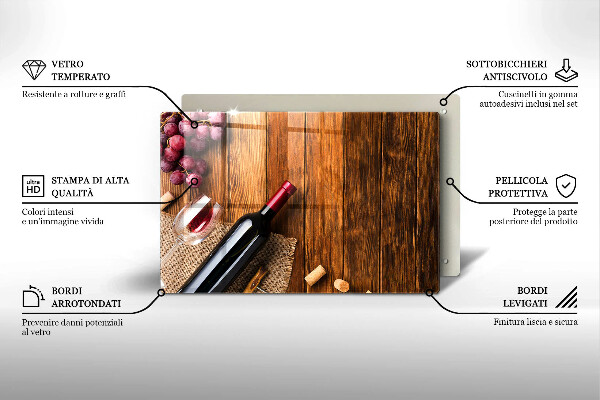 Zaščitna steklena plošča za štedilnik Steklenica rdečega vina