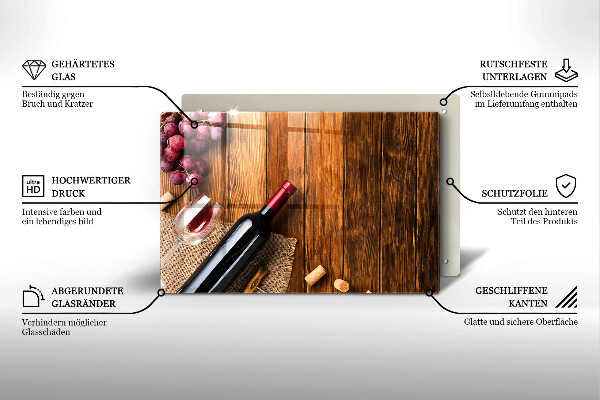Zaščitna steklena plošča za štedilnik Steklenica rdečega vina