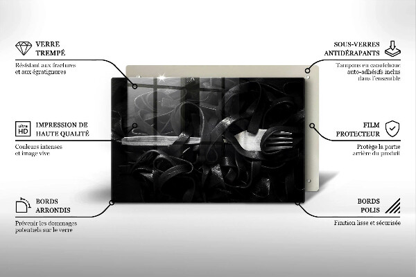 Zaščitna steklena plošča za štedilnik Črne tagliatelle testenine