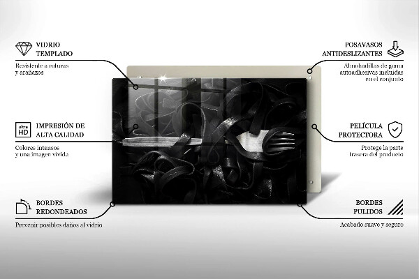 Zaščitna steklena plošča za štedilnik Črne tagliatelle testenine