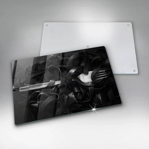 Zaščitna steklena plošča za štedilnik Črne tagliatelle testenine