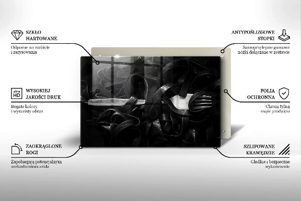 Zaščitna steklena plošča za štedilnik Črne tagliatelle testenine