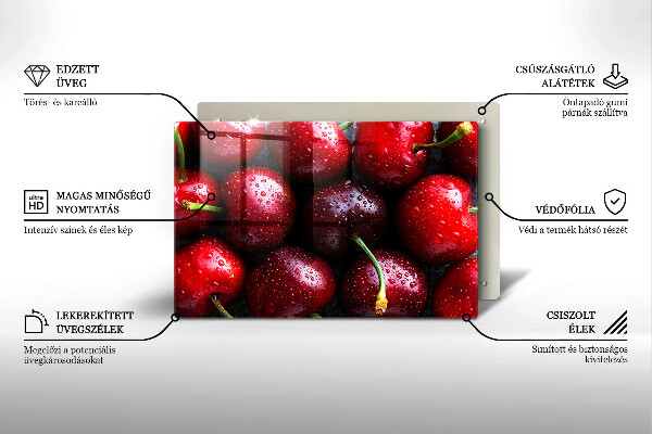 Zaščitna steklena plošča za štedilnik Češnje od blizu