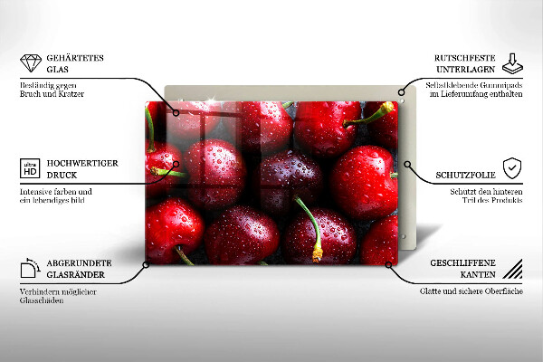 Zaščitna steklena plošča za štedilnik Češnje od blizu