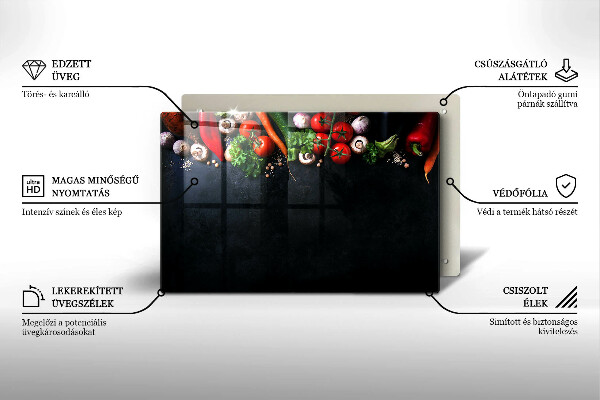 Zaščitna steklena plošča za štedilnik Pisana zelenjava