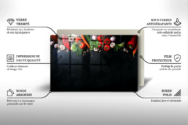 Zaščitna steklena plošča za štedilnik Pisana zelenjava