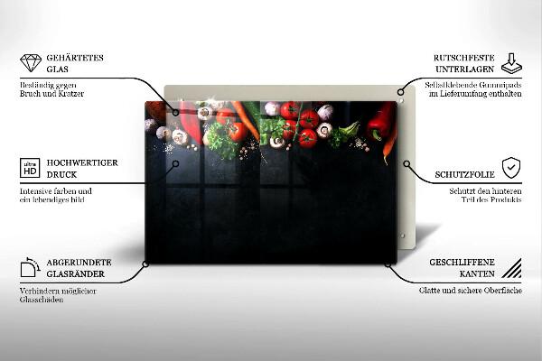 Zaščitna steklena plošča za štedilnik Pisana zelenjava