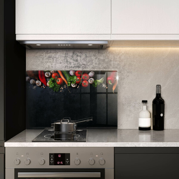 Zaščitna steklena plošča za štedilnik Pisana zelenjava