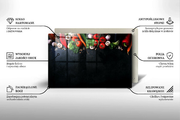 Zaščitna steklena plošča za štedilnik Pisana zelenjava
