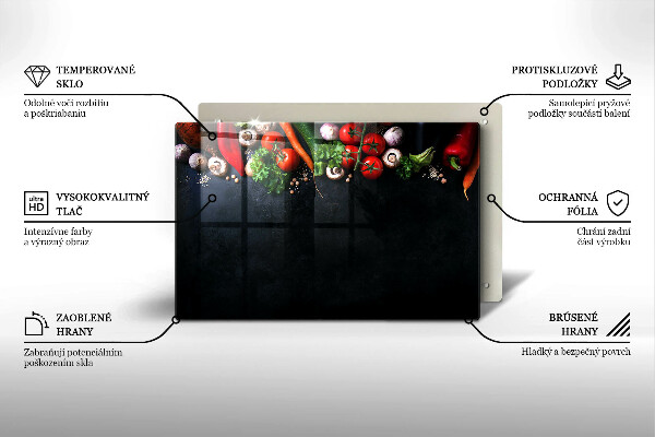 Zaščitna steklena plošča za štedilnik Pisana zelenjava
