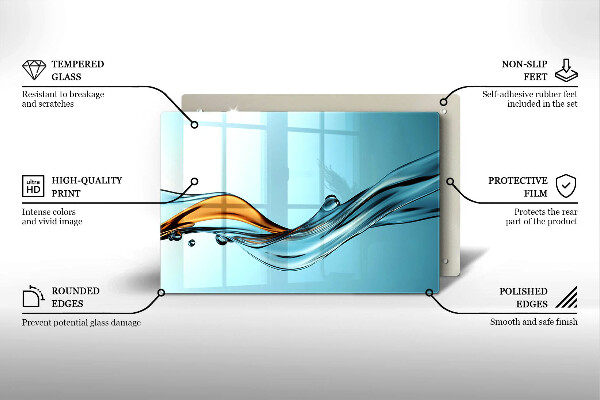 Zaščitna steklena plošča za štedilnik Voda na modrem ozadju