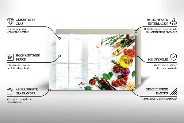 Zaščitna steklena plošča za štedilnik Zelenjava in začimbe