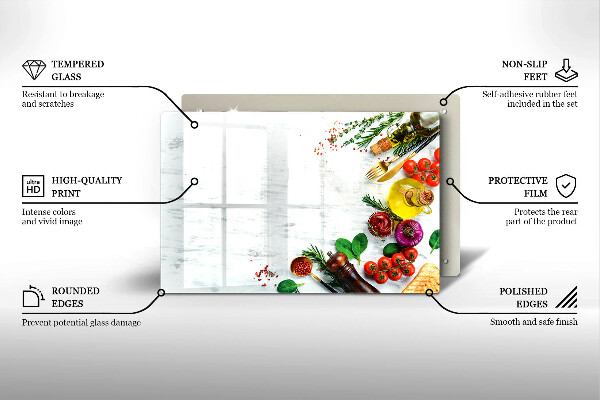 Zaščitna steklena plošča za štedilnik Zelenjava in začimbe