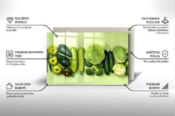 Zaščitna steklena plošča za štedilnik Zeleno sadje in zelenjava
