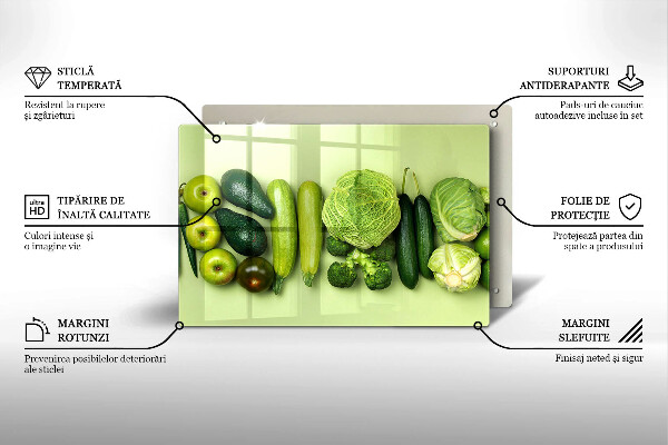 Zaščitna steklena plošča za štedilnik Zeleno sadje in zelenjava
