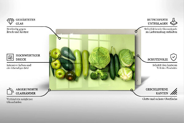 Zaščitna steklena plošča za štedilnik Zeleno sadje in zelenjava