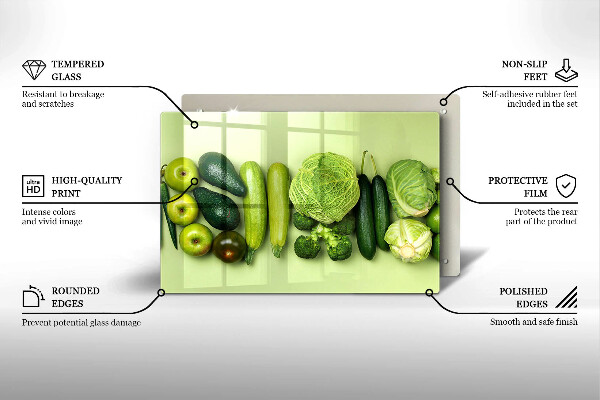 Zaščitna steklena plošča za štedilnik Zeleno sadje in zelenjava