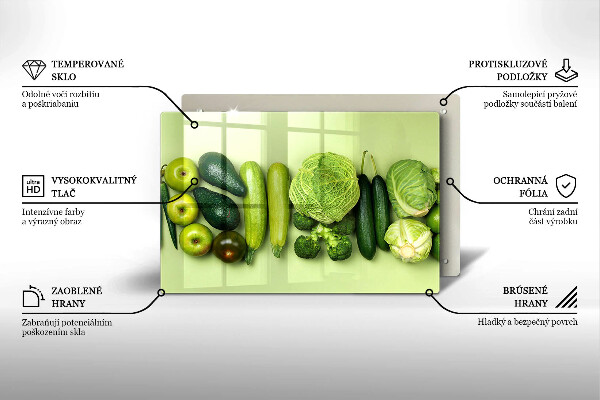 Zaščitna steklena plošča za štedilnik Zeleno sadje in zelenjava