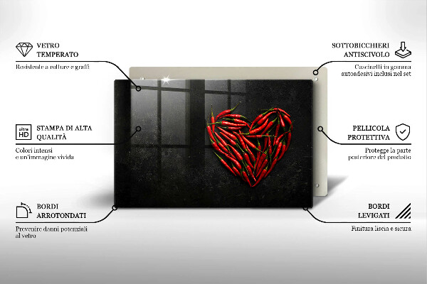 Zaščitna plošča za štedilnik Srce iz čilija
