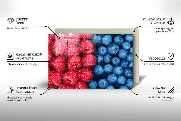 Stenska zaščitna plošča za štedilnik Plodovi malin in borovnic