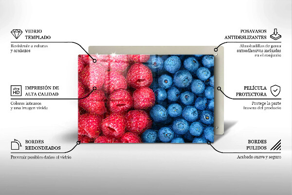 Stenska zaščitna plošča za štedilnik Plodovi malin in borovnic