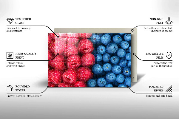 Stenska zaščitna plošča za štedilnik Plodovi malin in borovnic