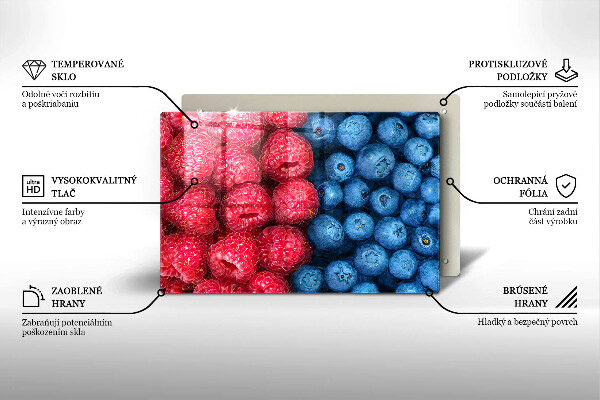 Stenska zaščitna plošča za štedilnik Plodovi malin in borovnic