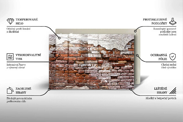 Zaščitna plošča za štedilnik Stara opečna in betonska stena