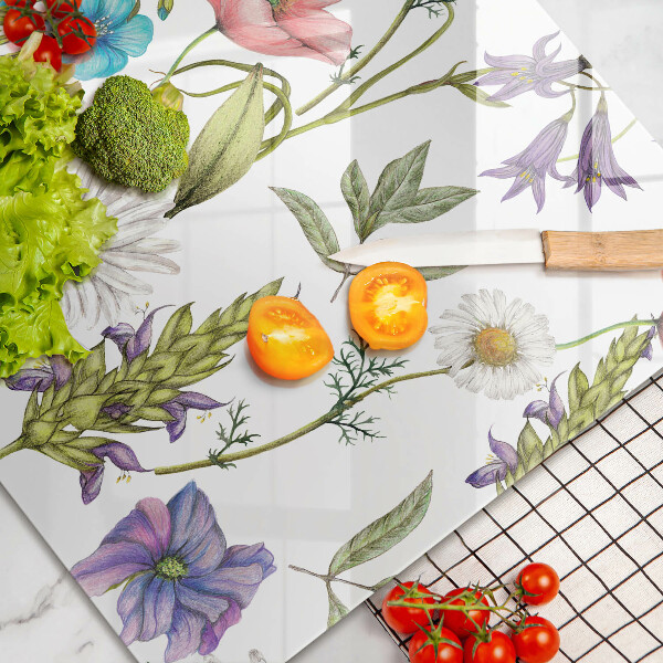 Zaščitna steklena plošča za štedilnik Ilustracija rož