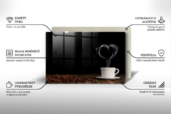 Zaščitna plošča za štedilnik Kavna skodelica srce
