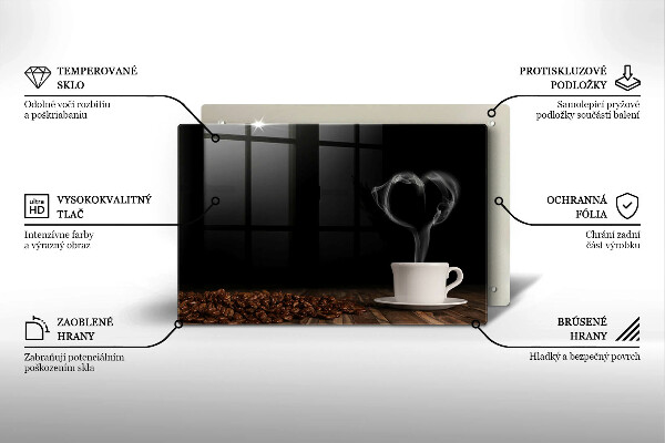 Zaščitna plošča za štedilnik Kavna skodelica srce