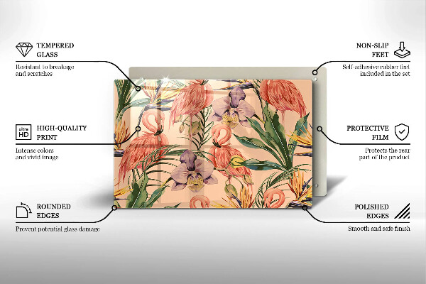 Zaščitna plošča za štedilnik Ilustracija flamingov