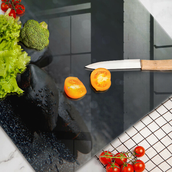 Zaščitna plošča za štedilnik Beli cvetovi zen kamni