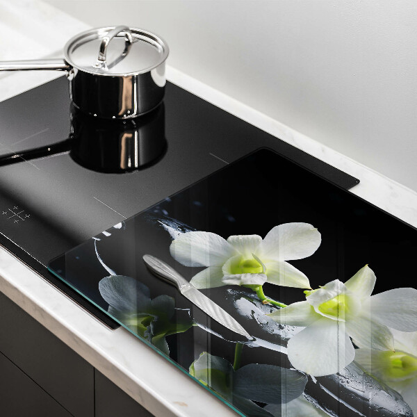 Zaščitna plošča za štedilnik Bele rože v vodi Zen