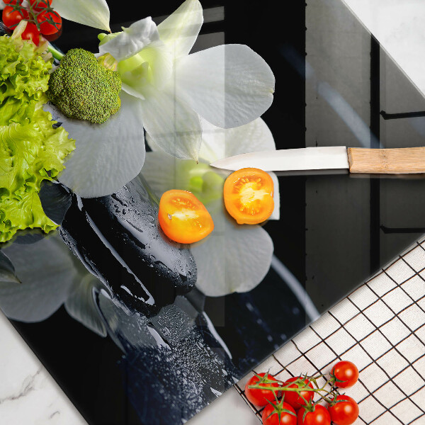 Zaščitna plošča za štedilnik Bele rože v vodi Zen