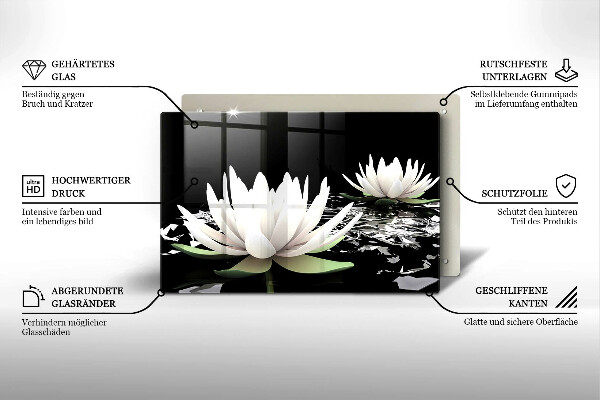 Zaščitna plošča za štedilnik Bele lilije na vodi