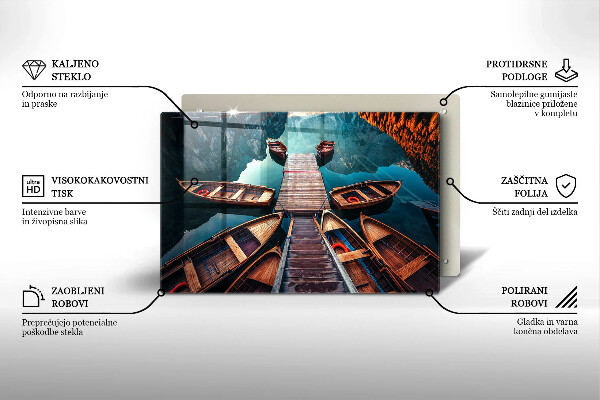 Zaščitna steklena plošča za štedilnik Čolni na jezeru