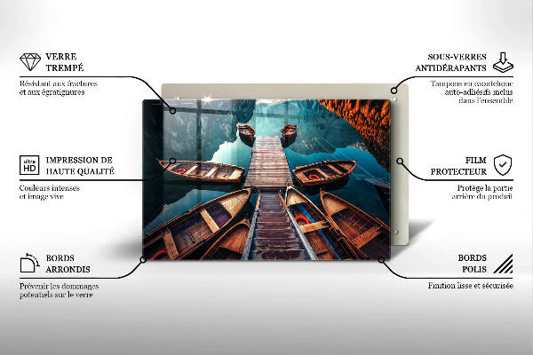 Zaščitna steklena plošča za štedilnik Čolni na jezeru