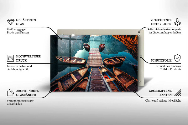 Zaščitna steklena plošča za štedilnik Čolni na jezeru