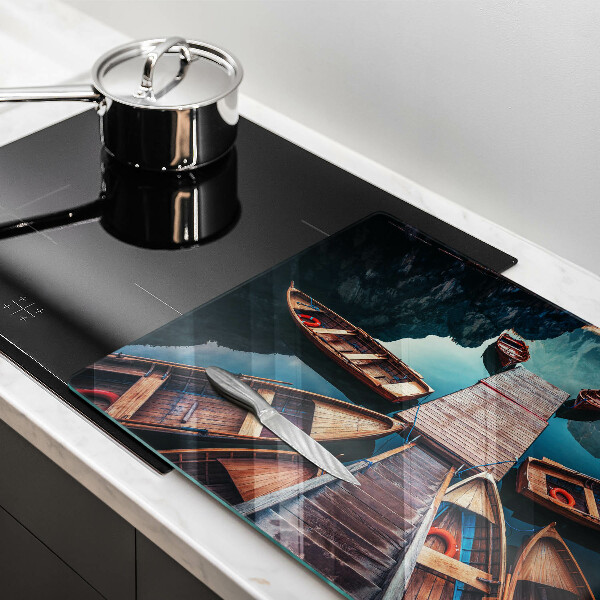 Zaščitna steklena plošča za štedilnik Čolni na jezeru